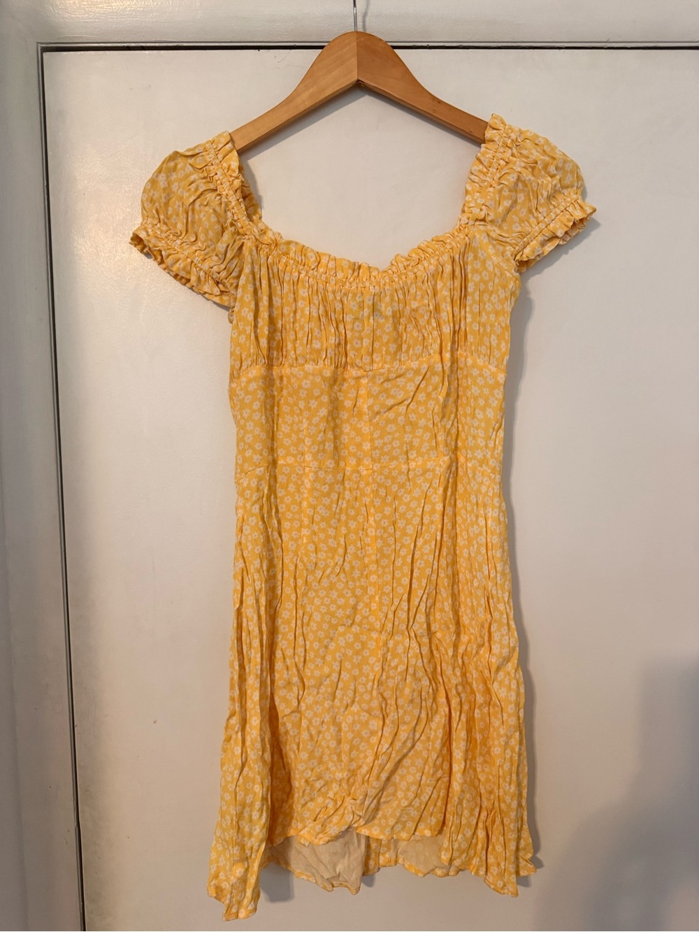 With Jean Yellow Floral Smocked Tunic Top